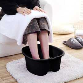 Foot Soaking Bath Basin, Large Size Feet Massager Tub, At Home Spa Pedicure Treatment (FBBlack3)