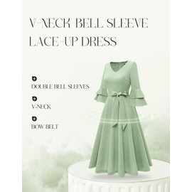 DRESSTELLS Women Formal Dress, 2025 Long Sleeve Valentines Vintage Cocktail Party 1950s Dresses, Fit Flare Wedding Guest Bridesmaid Prom LightGreen XL