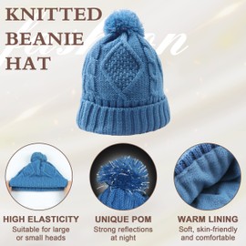 Hat Gloves Scarf Set Women Winter Knit Beanie Hat+Touchscreen Gloves+Long Scarve 3 in 1 Set Gift for Women Girls