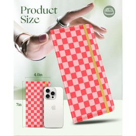 Slohif Checkbook Cover for Personal - Cute Plaid Print Leather Register Duplicate Check Protector Holder Book Wallet for Women Top Stub Side Tear