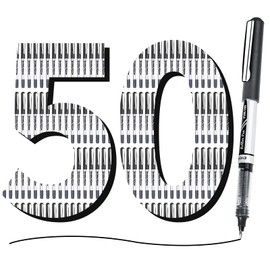 EYEYE 50 Pack 0.7mm Black Rollerball Pens, Medium Point Roller Ball Pen Quick Dry, Liquid Ink Pens Fine Point Smooth Writing Pen for Journaling, Note Taking, Office and School Supplies