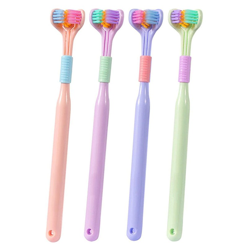 Pack of 2 3 4 Three Sided Toothbrushes Soft Bristle