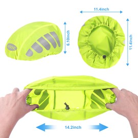 BTR Helmet Cover & Bike Seat Cover, Waterproof Helmet Rain Cover Bike Saddle Cover, High Visibility Bike Helmet Cover with Reflective Strip, Dustproof Cycle Seat Cover for Travel and Driving (Green)