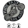 SUMA SHOP Patch Biker Ride Fast Live Hard Ricamata Termoadesiva
