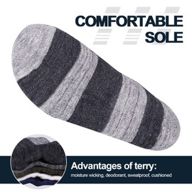 YUEDGE Mens Socks Sweat Wicking Anti Smell Cushioned Black Cotton Casual Everyday Work Hiking Athletic Crew Socks For Men Size 10-13, 5 Pairs