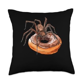 Brown Recluse Spider Eating A Donut Throw Pillow