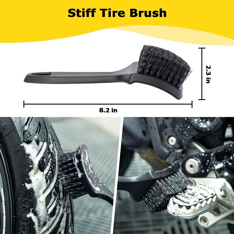focopot Motorcycle Cleaning Kit 6 Pack with Easy Reach Brush,Tire