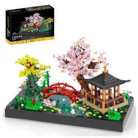 Architectural Building Set, 2280Pcs Japanese Zen Gardens and Meditation Cherry Blossom Garden Pavilion Bridge Mini Building Set, Botanical Sakura Collection Building Set for Adults and Children