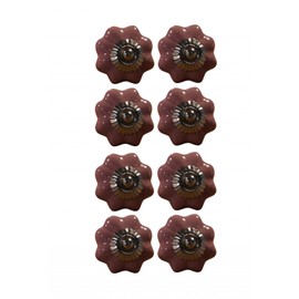 Homeroots 1.5" X 1.5" X 1.5" Glossy Pink Silver And Red  Knobs 8 Pack