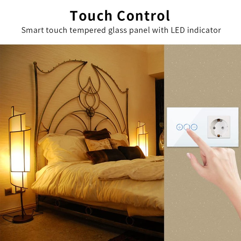 CNBINGO WLAN Dimmschalter mit Schuko Steckdose unterputz - Smart Touch