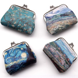 Finyoffiy Vintage Canvas Coin Purse with Kiss Lock Vintage Small Women's Wallet Small Trinket Pouch for Women Gift (Blue)