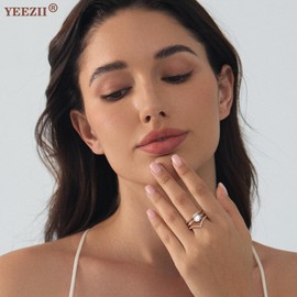 YEEZII Gold Rings Set for Women Non Tarnish, 14K Gold Stacking Cubic Zirconia Rings Pack, Dainty Statement Gold Knuckle Rings Set Size 7