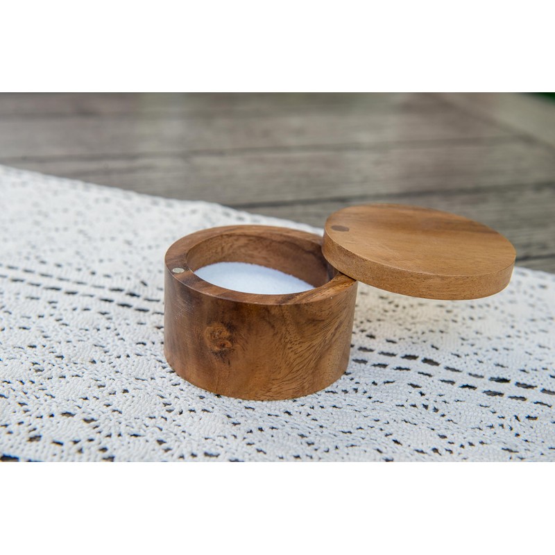 Lipper International Acacia Wood Salt or Spice Box with Swivel