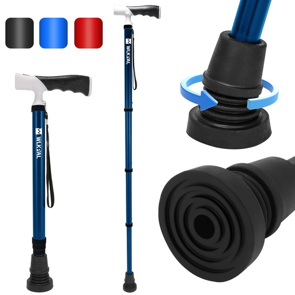 WLKPAL Adjustable & One-Button Folding Walking Cane for Women &