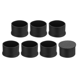 QUARKZMAN 7 Pieces Chair Leg Caps, 45mm (1-7/9") PVC Chair Leg Tips, Non-Slip Chair Leg Floor Protectors, Round Table Covers, End Caps for Furniture, Black