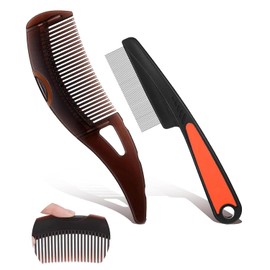 2 PCS Dandruff Comb, Stainless Steel Fine Tooth Comb, Scalp Psoriasis, Dandruff Remover Scalp Sweep Detoxing Comb, Lice Multifunctional Hairbrush For Massage for Women Men Kids