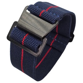 Max French Marine Nationale Elastic Nylon Navy Divers Parachute Watch Straps 20mm 22mm Military Bands (22mm, Blue Red PVD)
