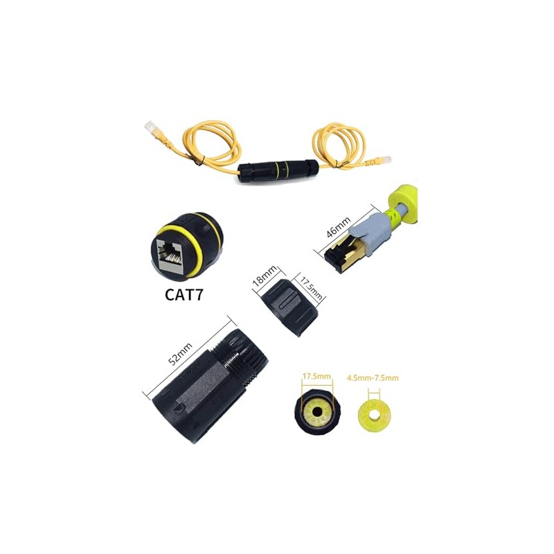 Danfetsoy - Acoplador RJ45 impermeable IP68, conector RJ45 de 10