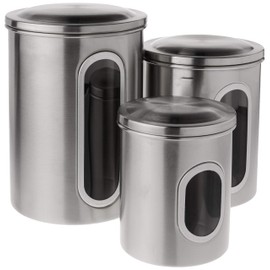 Fox Run 6103 Canister Set, Stainless Steel, 3-Piece Metallic, 5.75 x 6 x 8.5 inches