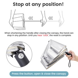 G4Free Travel Umbrella Ultralight UPF 50+ UV Protection Compact Sun Umbrella, Double Canopy Super Slim Small Portable Automatic Anti-bounce Close (Beige)