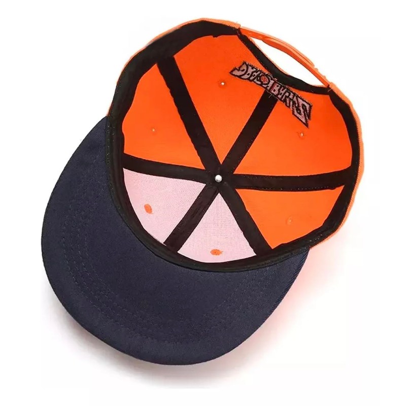 Gorra Plana Goku Naranja y Azul Marino con Logo Estampado
