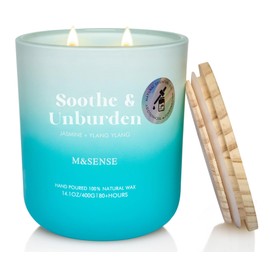 M&SENSE Jasmine & YlangYlang Aromatherapy Candle for Soothing 14.1oz 80 Hours Natural Soy Wax Long Lasting Spiritual Healing Candles Highly Scented for Housewarming Gifts & Relaxing