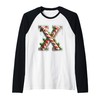Candy Cane Christmas Letter X Design Raglan Baseball Tee