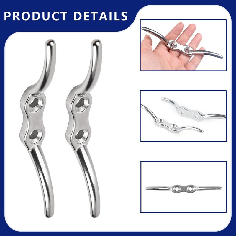 Bulivora 2PCS 113mm Silver Cleat Hooks – Heavy-Duty Stainless Steel