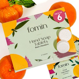 FOMIN Foaming Hand Soap Tablets (6 Count) - Makes 48 fl oz (6 x 8 fl oz) - Basil Mandarin Foaming Hand Soap Refills, Sustainable Soap Tablets for Hands