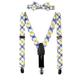 Spring Notion Baby Boys' Cotton Suspender and Bow Tie Set Yellow-Blue Small