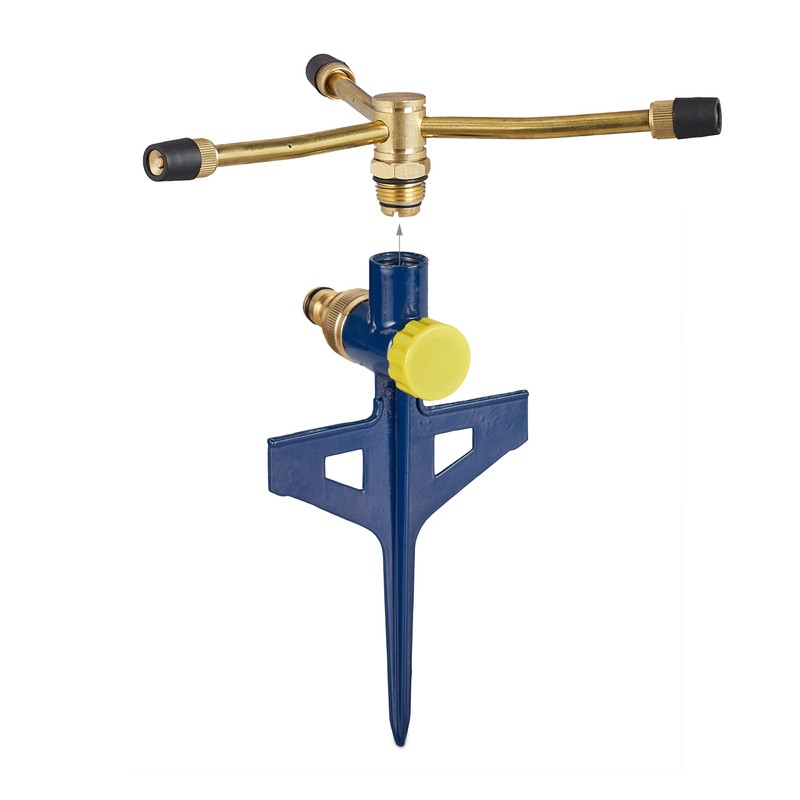 Relaxdays Lawn Sprinkler 360° Garden Irrigation 11m Range Ground Spike