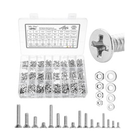 Mr. Pen- Nuts and Bolts Assortment Kit, 900 pcs, Stainless Steel, Phillips Flat Head Assorted Nuts and Bolts, Nut Bolt and Washer Assortment