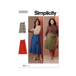 Simplicity SS3005W3 - Paquete de patrones de costura para mujer, diseño de código S3005, tallas 30W-32W-34W-36W-38W, multicolor