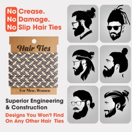 EasYoung 10pcs Braided Mens Hair Ties for Guys, for Buns Curly Thick Dense Hair Elastic Hair Ties For Men & Women, No Crease Hair Coils Men with Long Hair