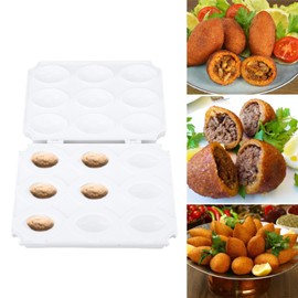 Meatball Manual Meatloaf Maker Press Tool DIY 9 Grids Homemade Meatball Maker Kitchen Accessories (Pure White)