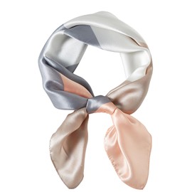 WUZININGLE 100% Mulberry Silk Scarf 27''x27'' Medium Square Silk Head Scarf for Women Silk Hair Scarf Silk Neck Scarf Fashion Pattern (Geometric- Pink)