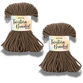 Art of Yarn Twistora 6mm 55% Cotton 45% Polyester Super Bulky(6) Macrame for Design Wall hangings,Table Runners,Cushion Covers,Rugs,Bags and Purses. 8.80 oz, 73.27 yds (Taupe, Pack 2)