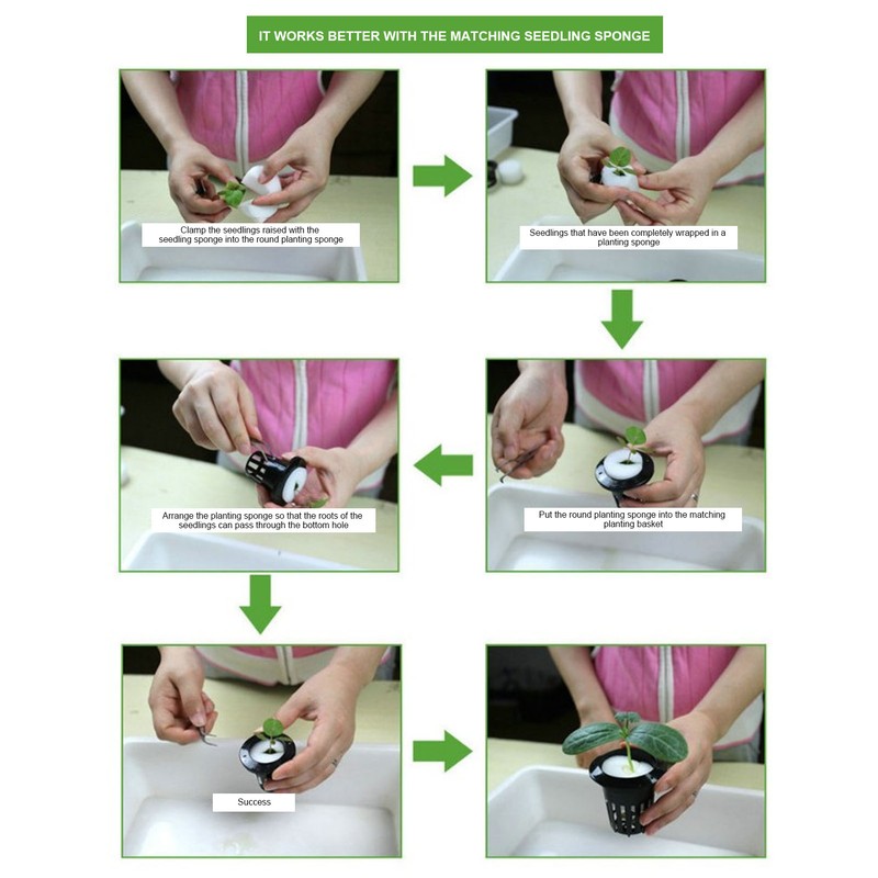 50PCS Planting Basket Mesh Pot Round Plant Grow Hydroponic Containers