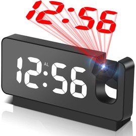 AnnuoYi Digital Alarm Clock,LED Digital Clock,Electronic Desktop Clock with 180° Rotatable Projector,Suitable for 12/24H Display for Home, Bedroom, Office(Black)