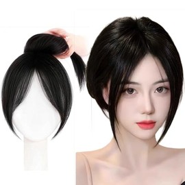 3D Lightweight Summer Part Wig Top of Head Hairpiece Lightweight Hair Enhancement Cover Gray Hair for Everyday Commute Point Wig Top Cover (Natural Black)