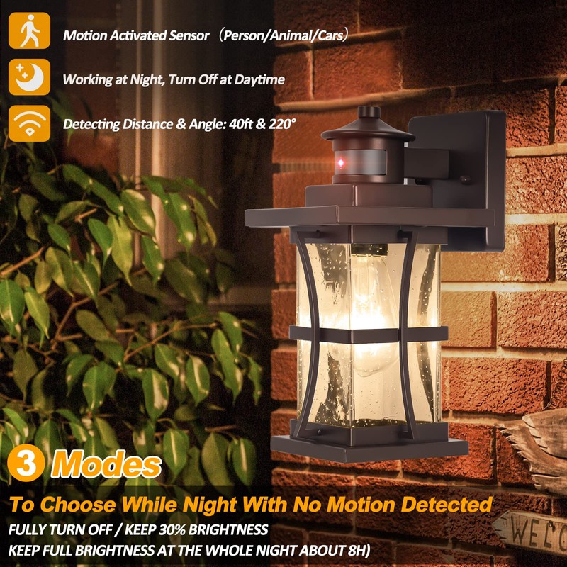 Motion Sensor Outdoor Lights - Oil Rubbed Bronze Dusk to