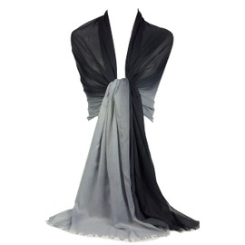 GFM Silk Oversize Soft Scarf Wrap - Black and Grey - (OMB-SLK-CTN-17)