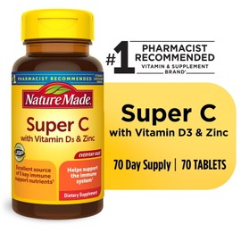 Nature Made Super C with Vitamin D3 & Zinc Tablets, Dietary Supplement, 70 Count