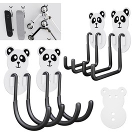 Hat and Coat Wall Mount Hook,4pcs Panda Hooks for Key Clothes skateboards balance boards,bags barbells and other fitness equipment,Wall Hooks in Entryway, Living Room, Bathroom, Bedroom, Kitchen
