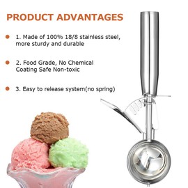 Cookie Scoop, Ice Cream Scoop, Small Size Cookie Scooper with Trigger Stainless Steel Ice Cream Scooper for Kids, Melon Baller Cookies Scoop - 1.5 Tbsp