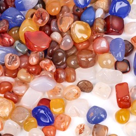 HAKACC 225 g Gemstone Set, Natural Tumbled Stones, Semi-Precious Stones, Decorative Stones, Pebble Gemstones for Children, Healing Stones, Treasure Hunt and Decoration (0.8 - 1 cm)