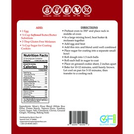 Mom’s Place Gluten-Free Molasses Cookie Mix, Dessert Baking, Easy to Make, 22 Servings, Nut Free, Dairy Free, Soy Free, 15.2 oz