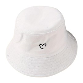 MAZELIKEHOOD Bucket Hat Embroidered Foldable Heart Bucket Hat Cotton Visor Sun Hat for Women Men