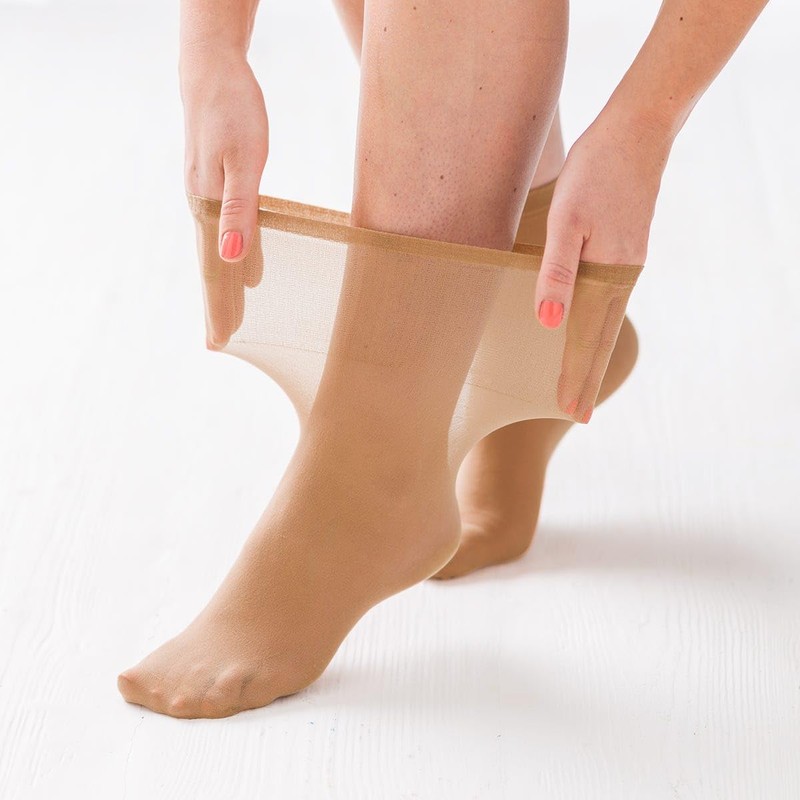 Cosyfeet Ultra‑Roomy Softhold® Ankle Highs 30 Denier - Natural -