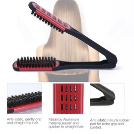 STYLANCE Boar Bristle Clamp Hair Brush, Ceramic Double Sided Brush Clamp Straightener,Detangling, and Styling Hair